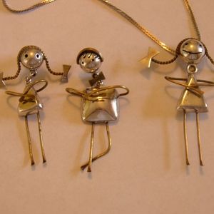 Vintage Mexico Boy/Girl Earrings and Mother pin